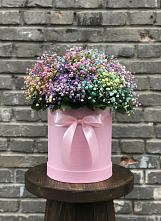 Цветочная композиция из Гипсофила и Розы в шляпной коробке #REPLACE_PRED# Ставропольском