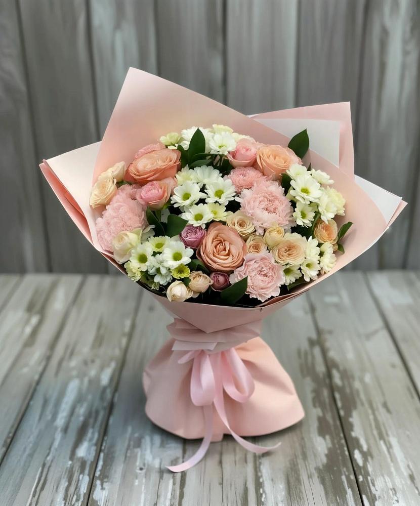 Букет цветов из: Гвоздики, Розы и Хризантемы в Ставропольском