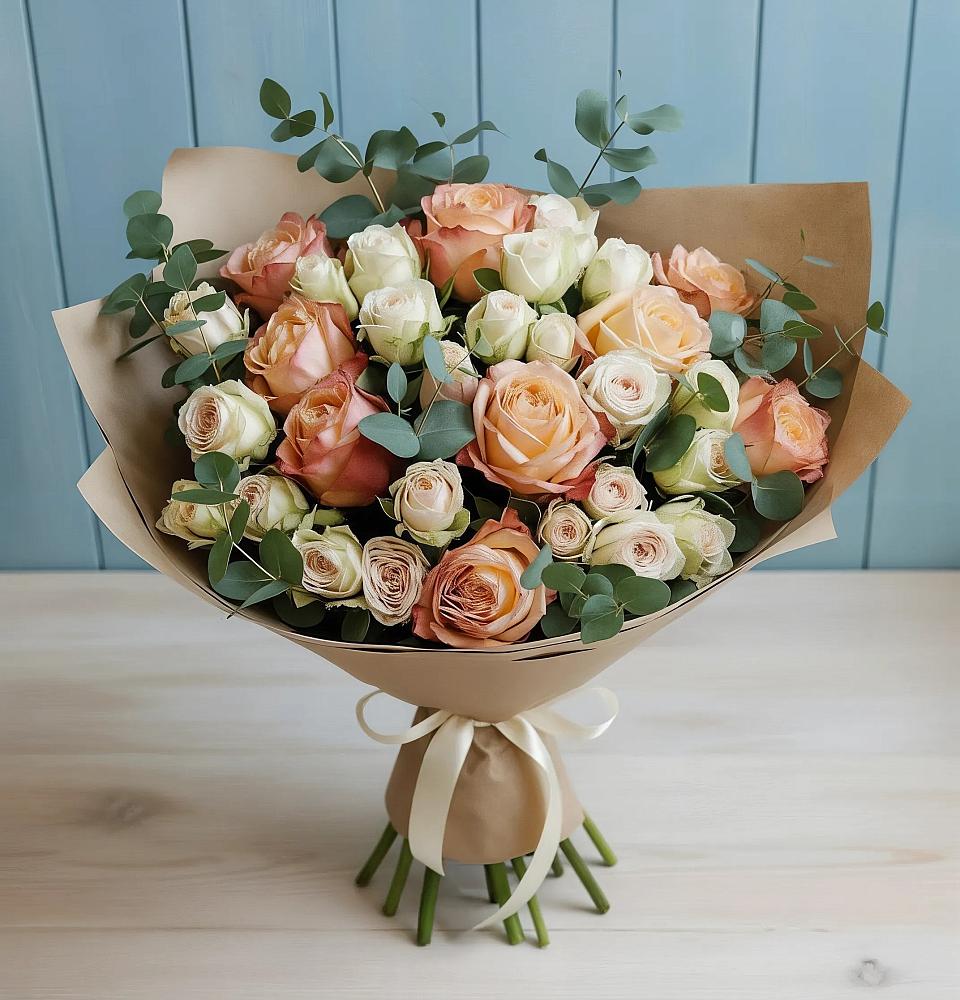 Букет цветов из: Альстромерии и Розы в Ставропольском