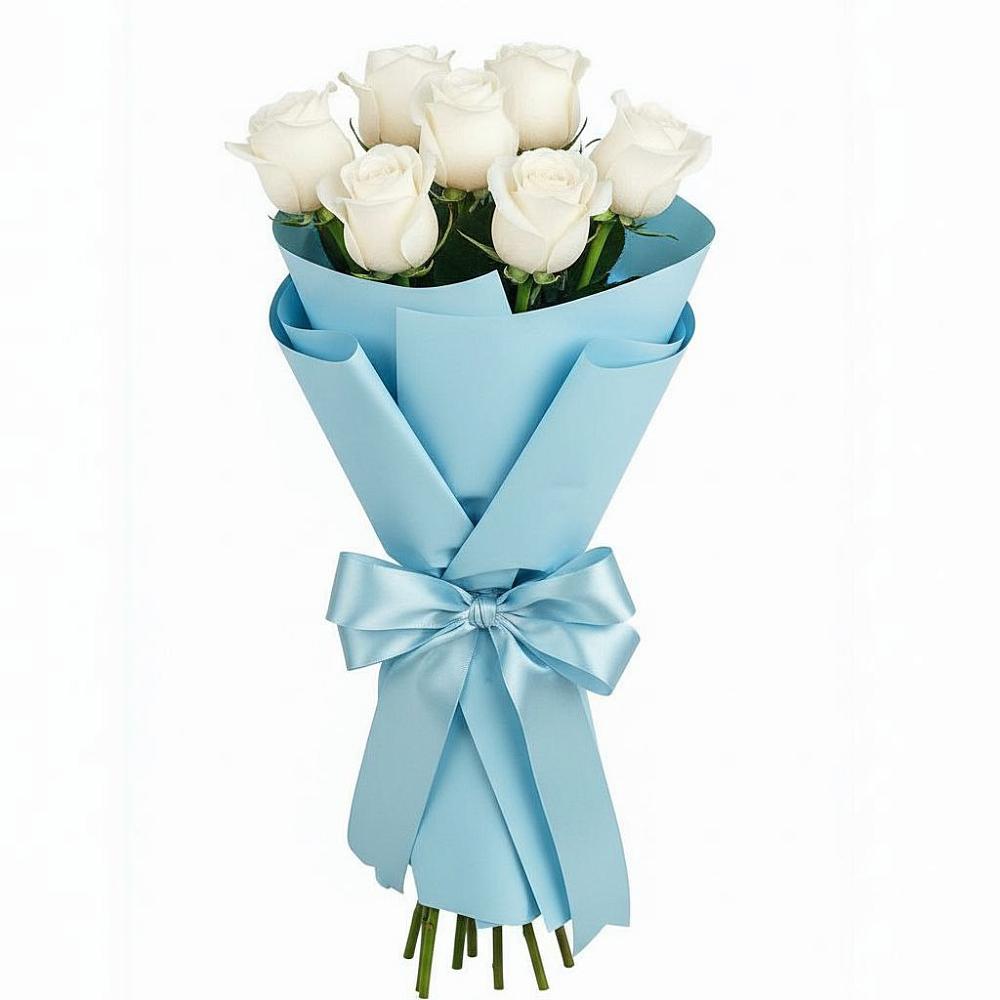 Букет 7 белых роз Проуд в Ставропольском