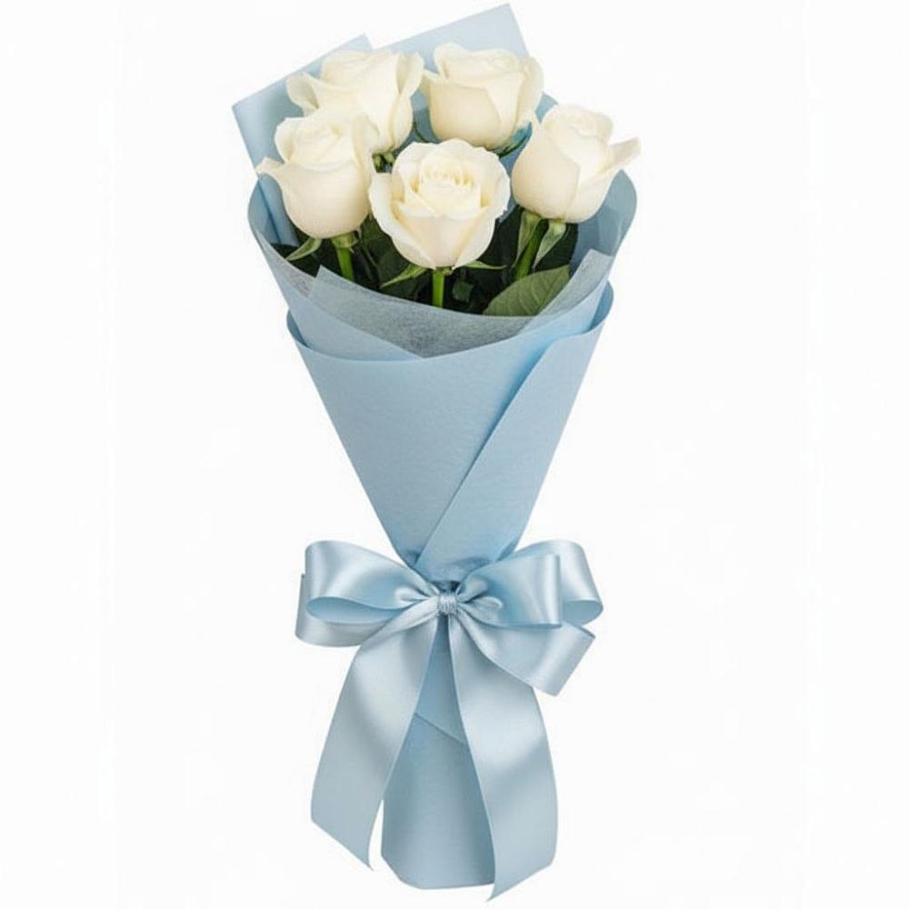 Букет 5 Белых роз Проуд в Ставропольском
