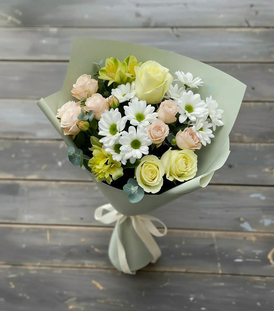 Букет цветов из: Альстромерии, Розы и Хризантемы в Ставропольском