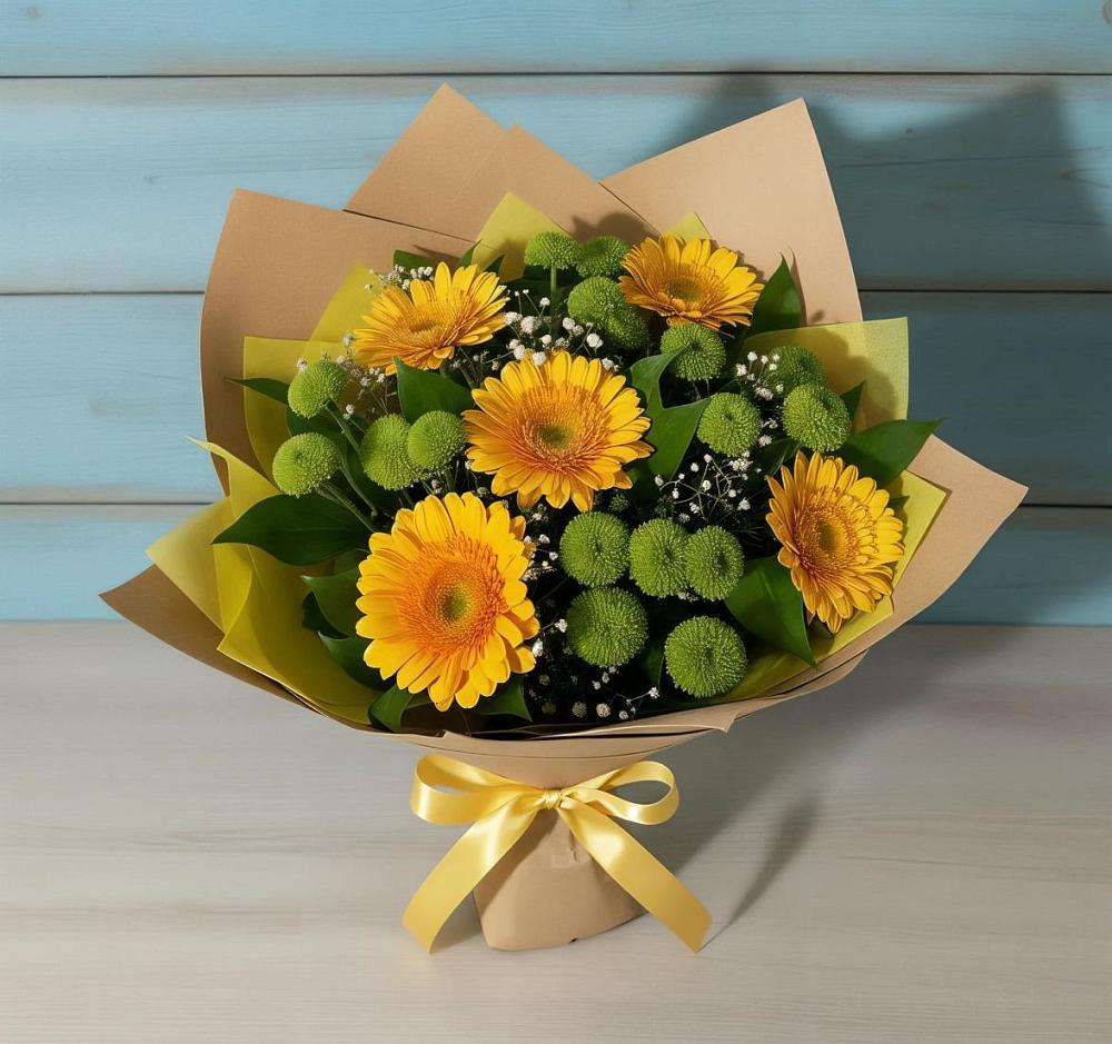 Букет цветов из: Герберы и Хризантемы в Ставропольском