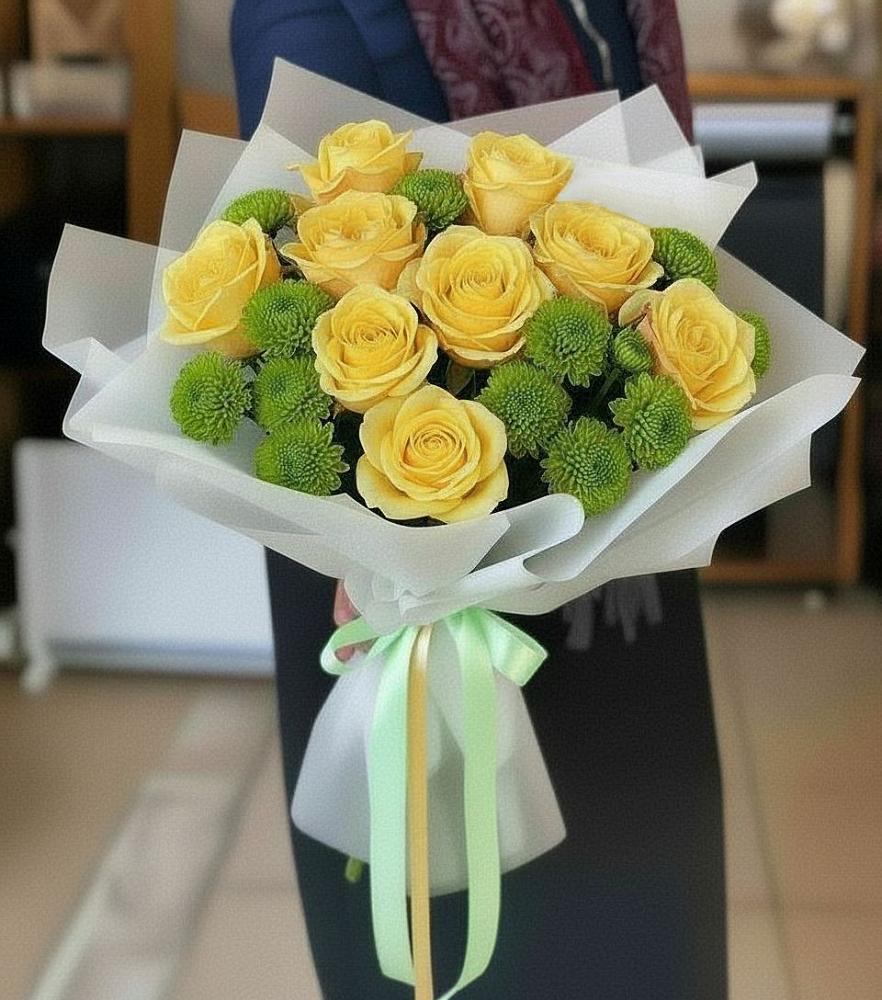 Букет цветов из: Хризантемы и Розы в Ставропольском