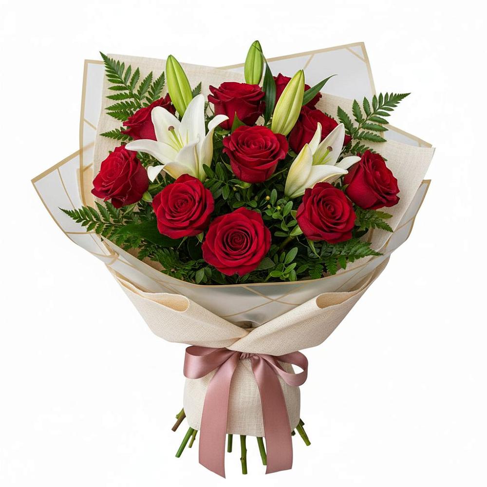 Букет цветов из: Лилии и Розы в Ставропольском