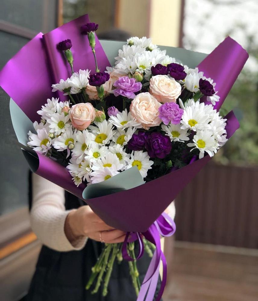 Букет цветов из: Хризантемы, Гвоздики и Розы в Ставропольском