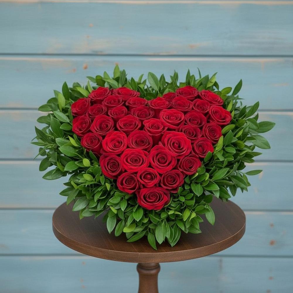 Цветочная композиция из Розы в виде сердца в Ставропольском