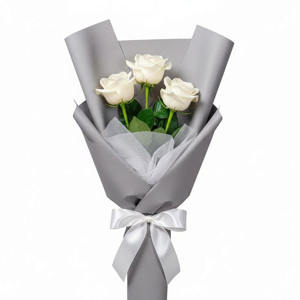 Букет 3 белые розы в Ставропольском