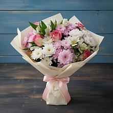 Букет цветов из:  Хризантемы, Альстромерии и Розы #REPLACE_PRED# Ставропольском