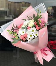 Букет цветов из:  Розы, Лизиантусы и Хризантемы в Ставропольском