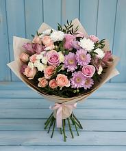 Букет цветов из:  Хризантемы, Розы и Альстромерии в Ставропольском