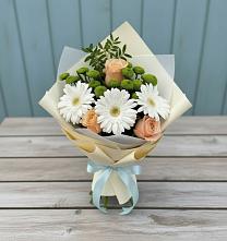 Букет цветов из:  Герберы, Розы и Хризантемы #REPLACE_PRED# Ставропольском